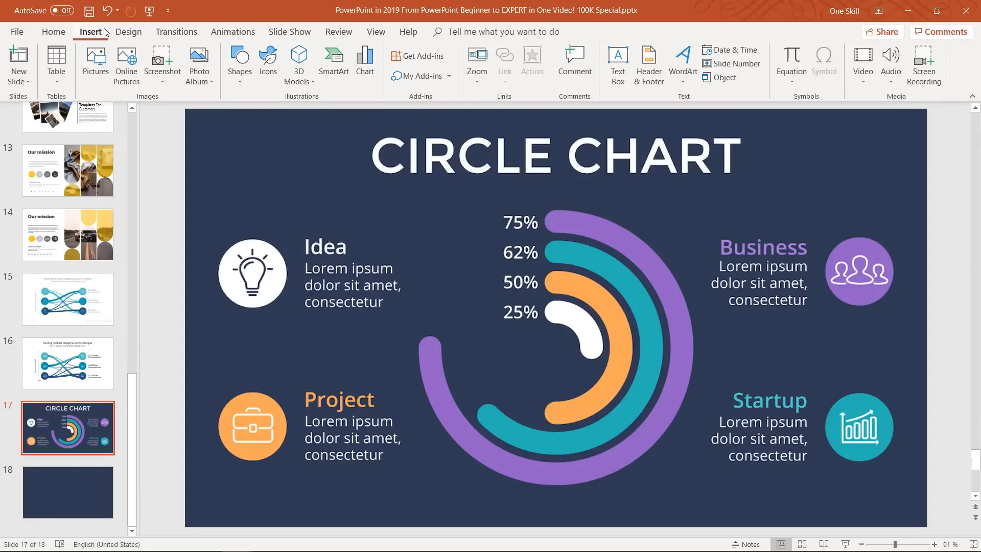 Arc tubes forming infographic with percentage labels