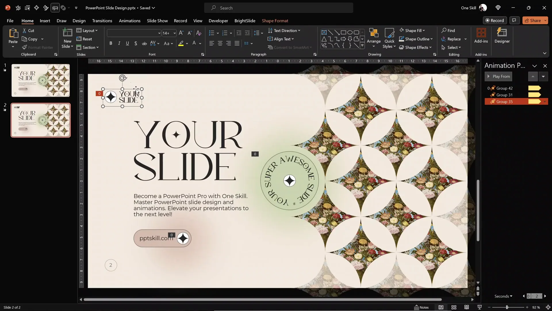 Final slide preview with animations