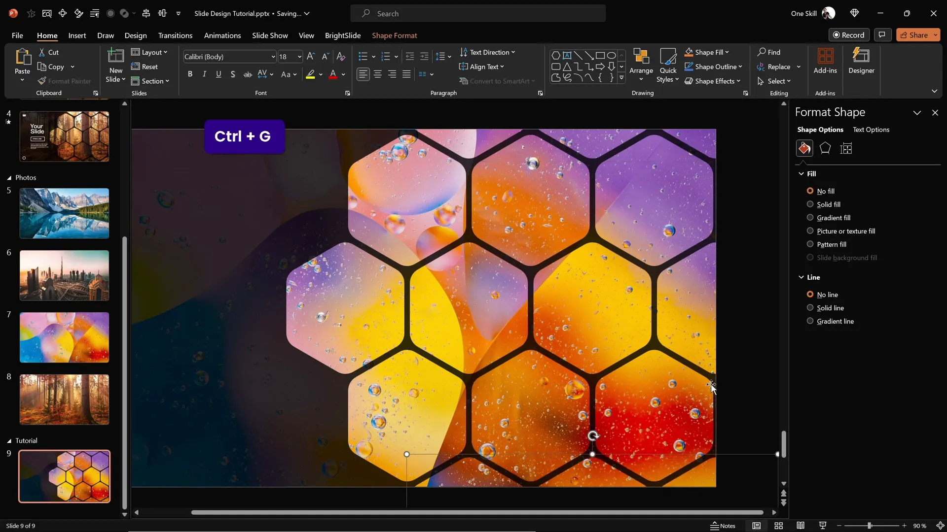 Grouping hexagons for animation in PowerPoint