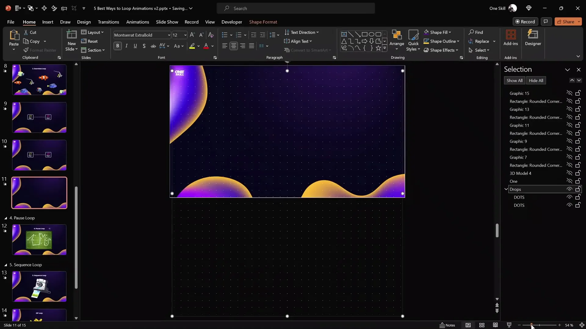 Seamless looping background animation with moving dots