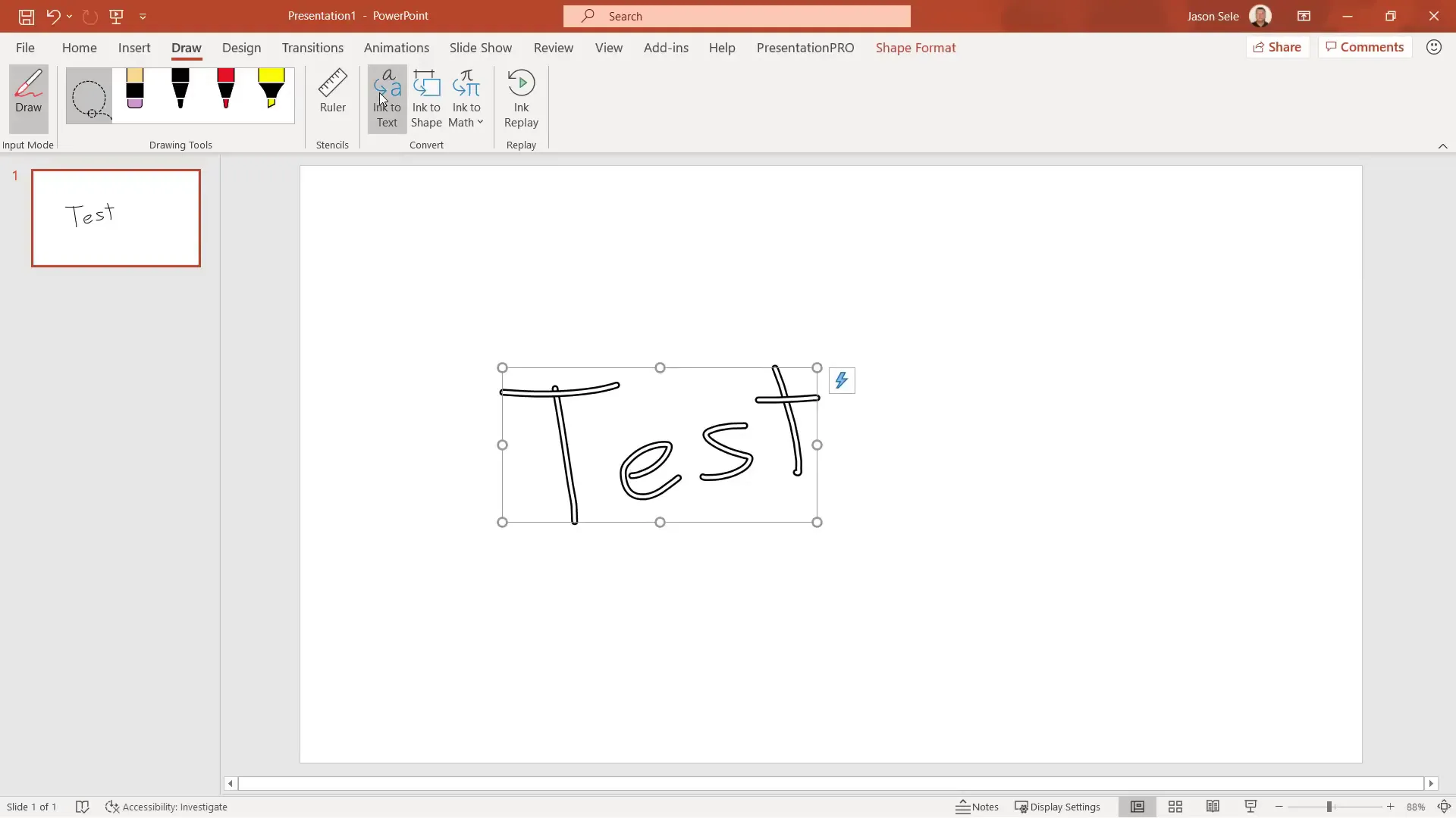 Using Ink to Text and Ink to Shape in PowerPoint