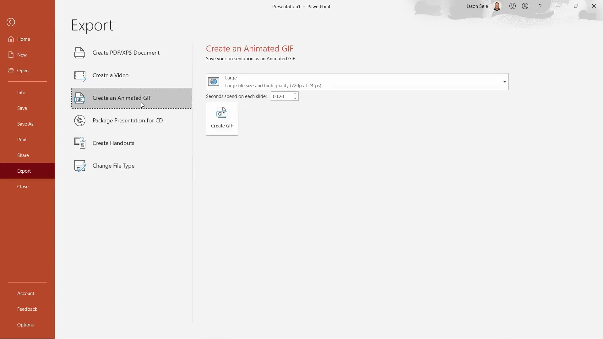 Exporting an animated GIF from PowerPoint slides