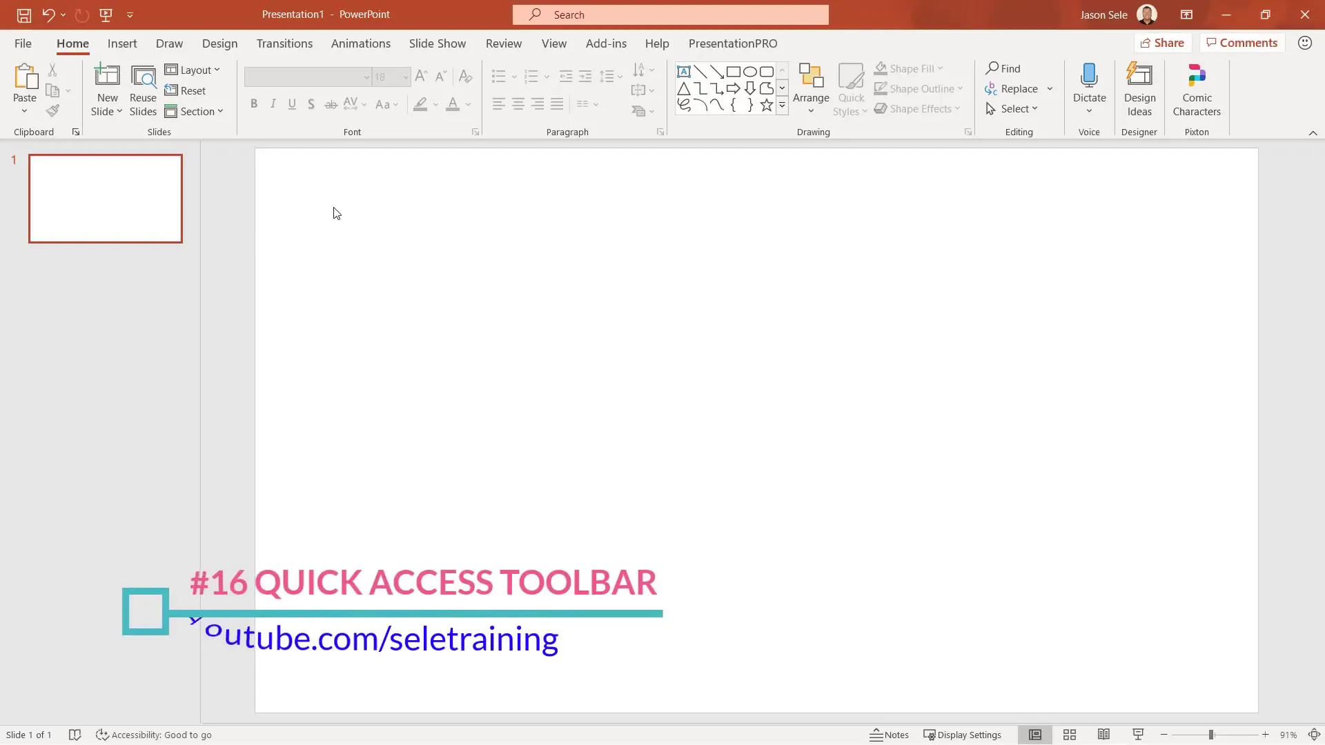 Customizing the Quick Access Toolbar in PowerPoint