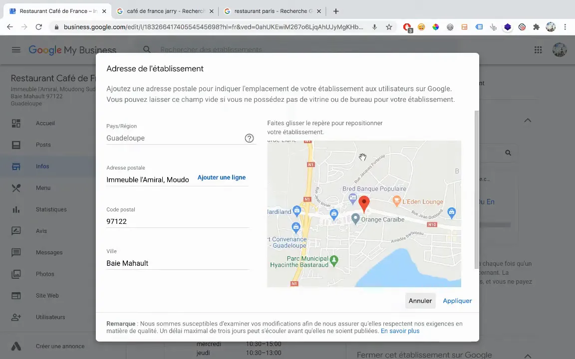 Adresse et carte Google Maps
