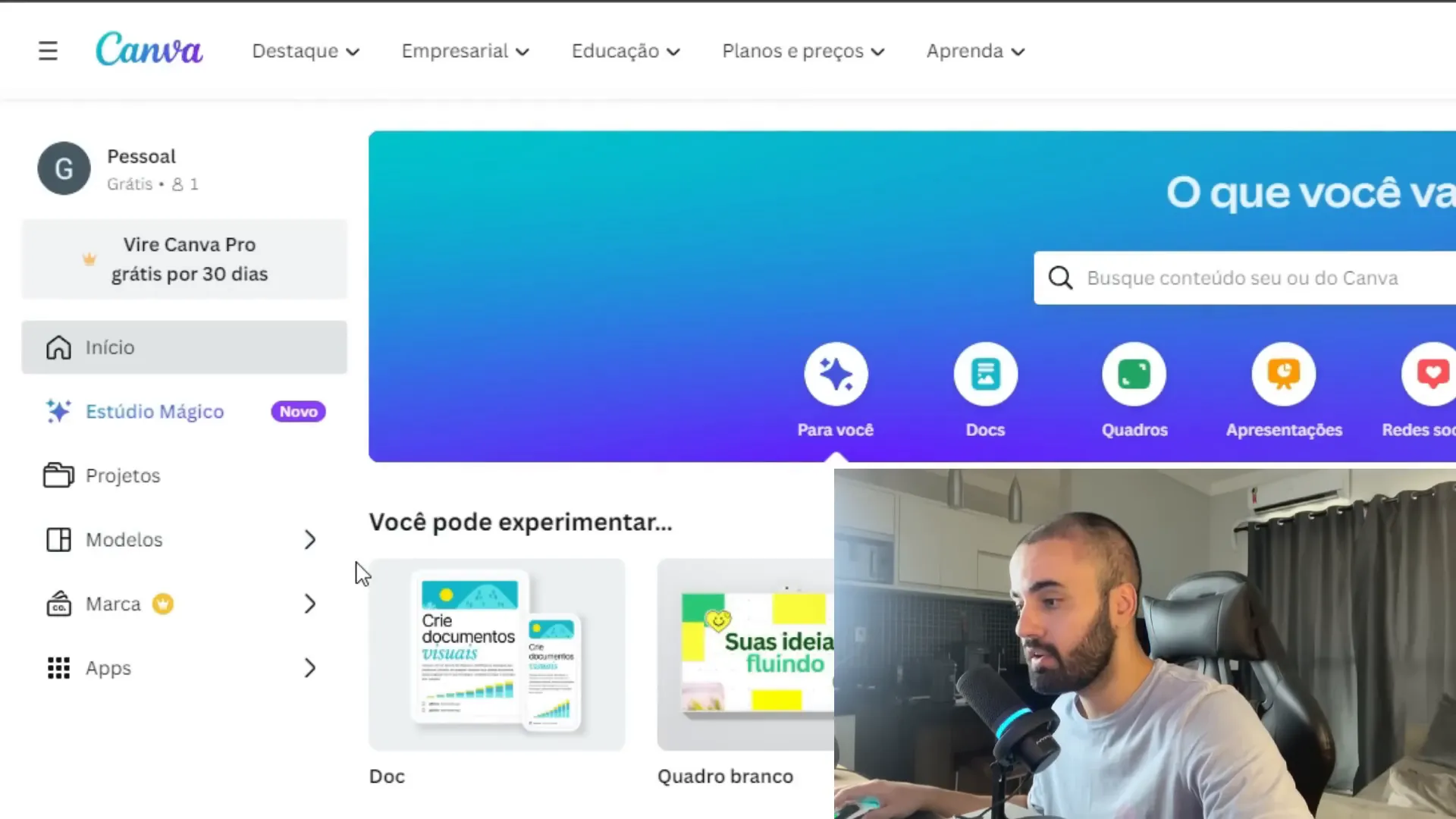 Criando vídeos no Canva