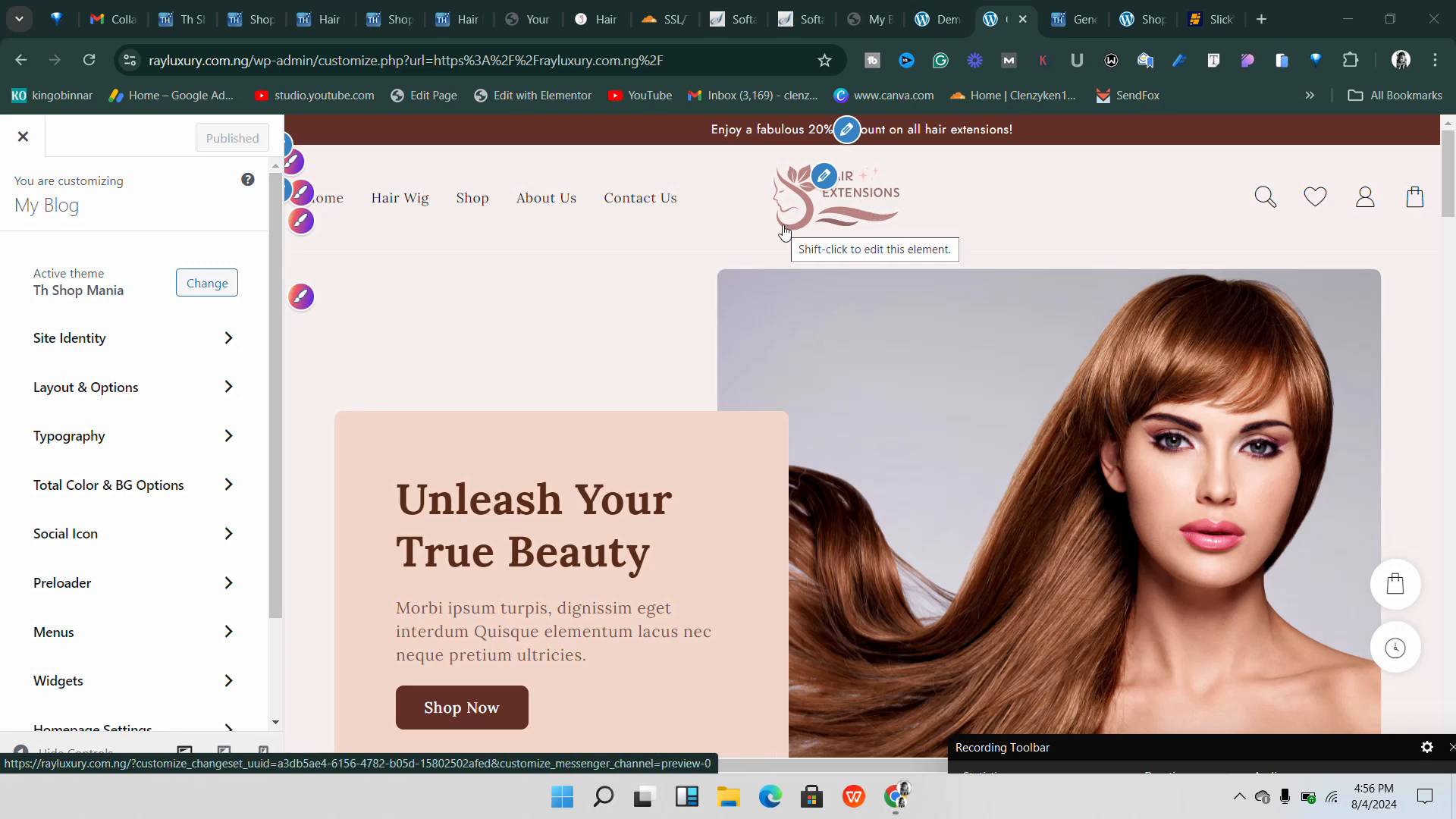 Customizing Website