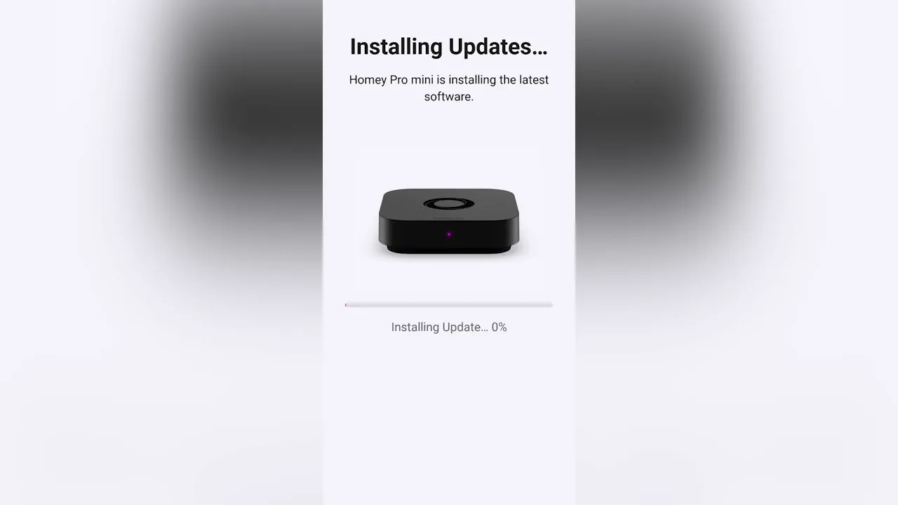 Homey checking for a software update during initial setup