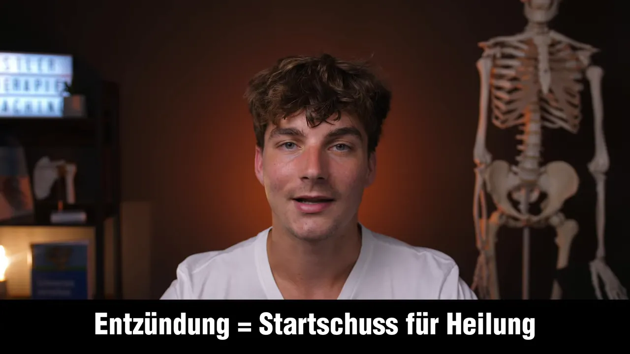 Screenshot mit Merksatz: Entzündung = Startschuss für Heilung (Wärme oder Kälte bei Schmerzen)