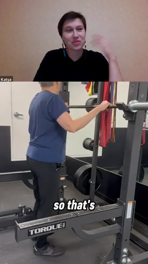 Pat training in a gym with competition-sized benches and barbells