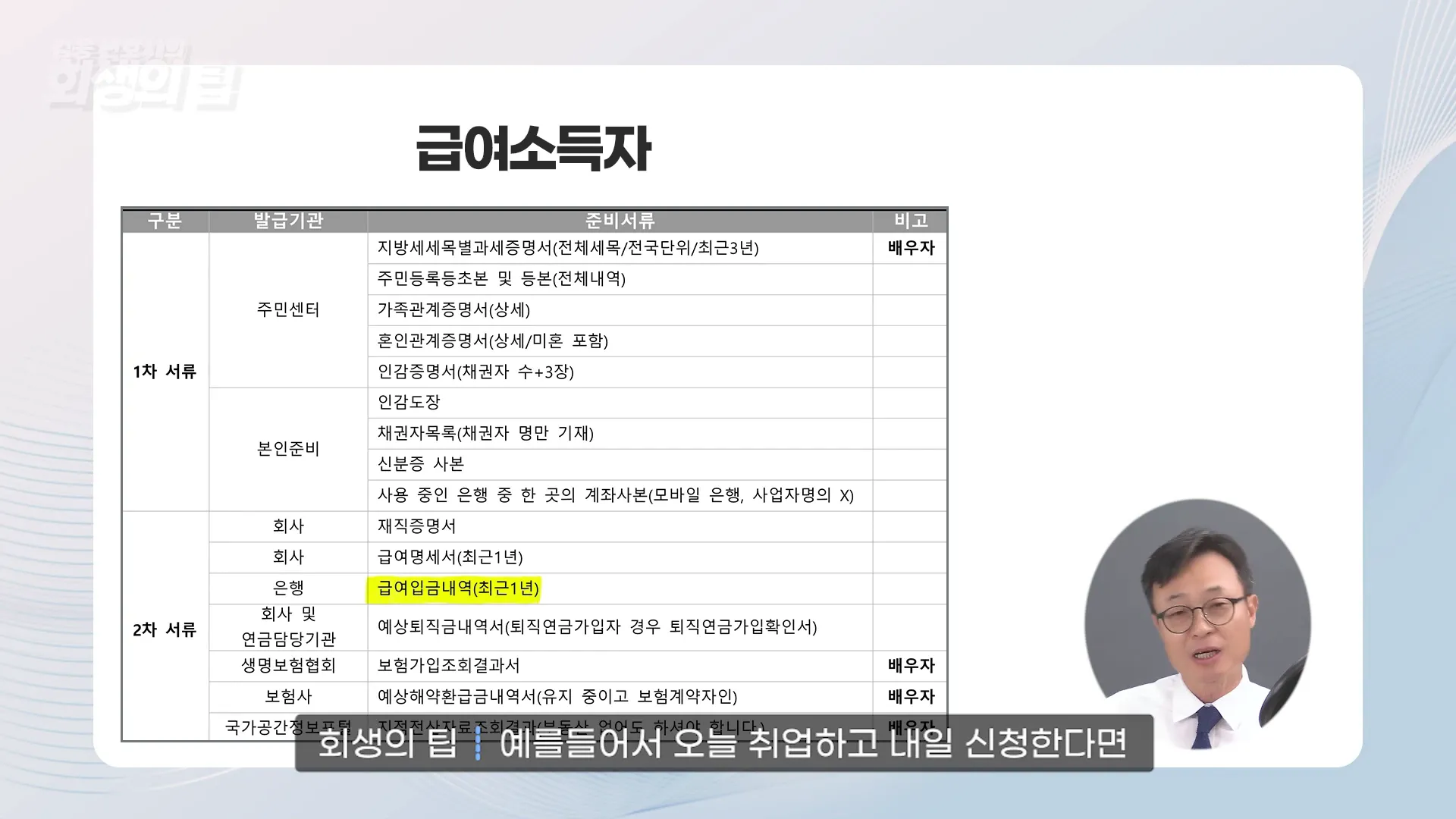 급여 입금 내역 예시