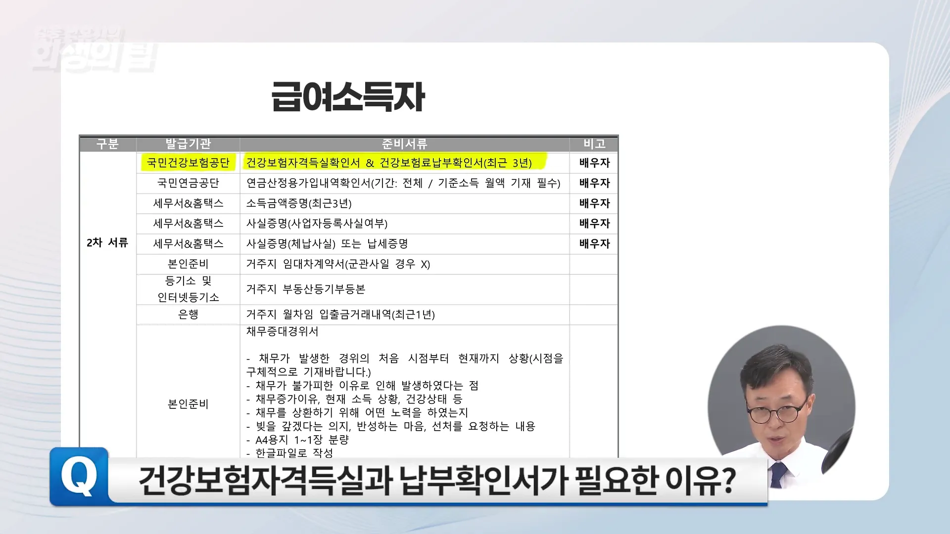 국민건강보험공단 서류 예시