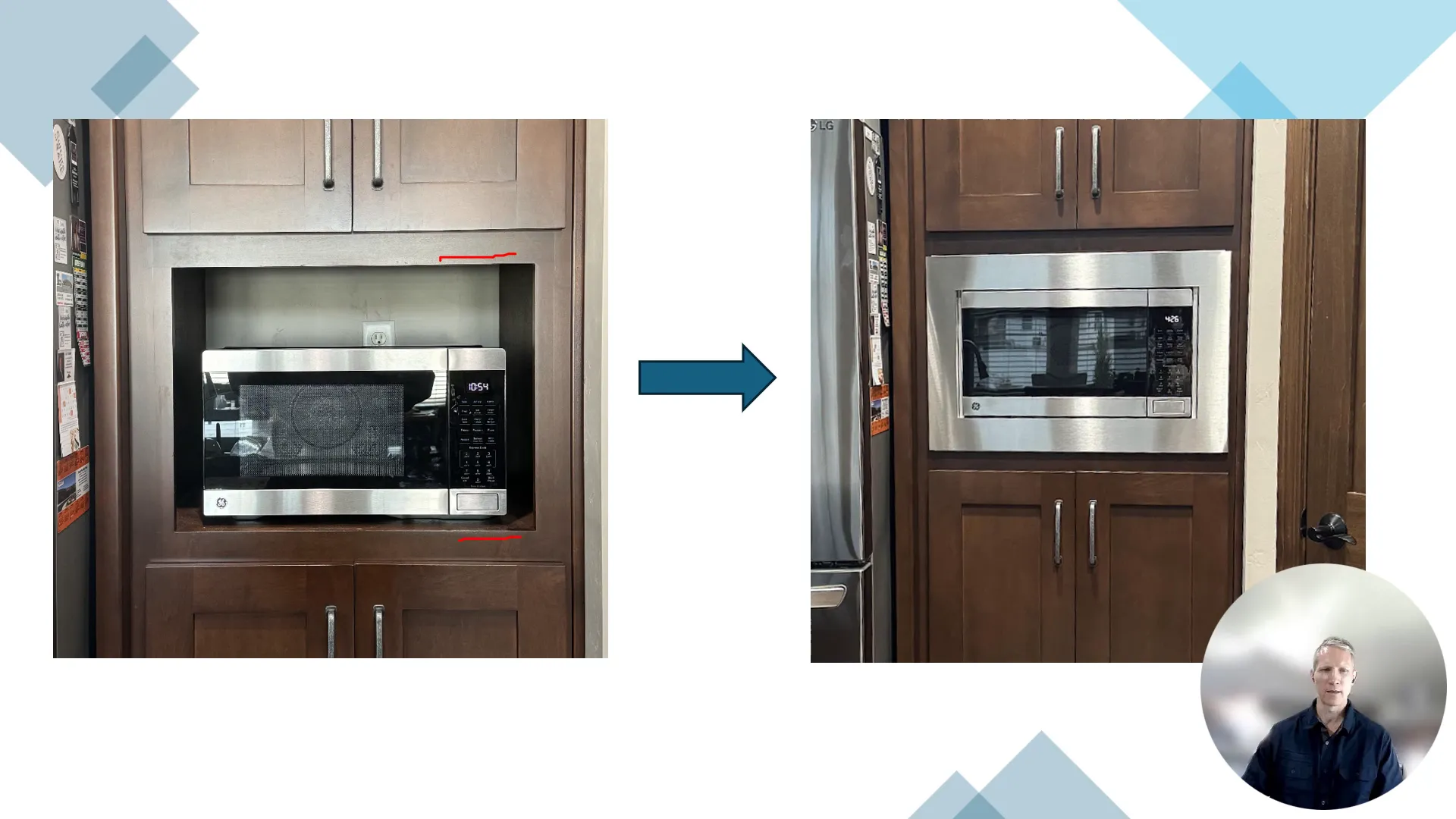 Height considerations for microwave trim kit