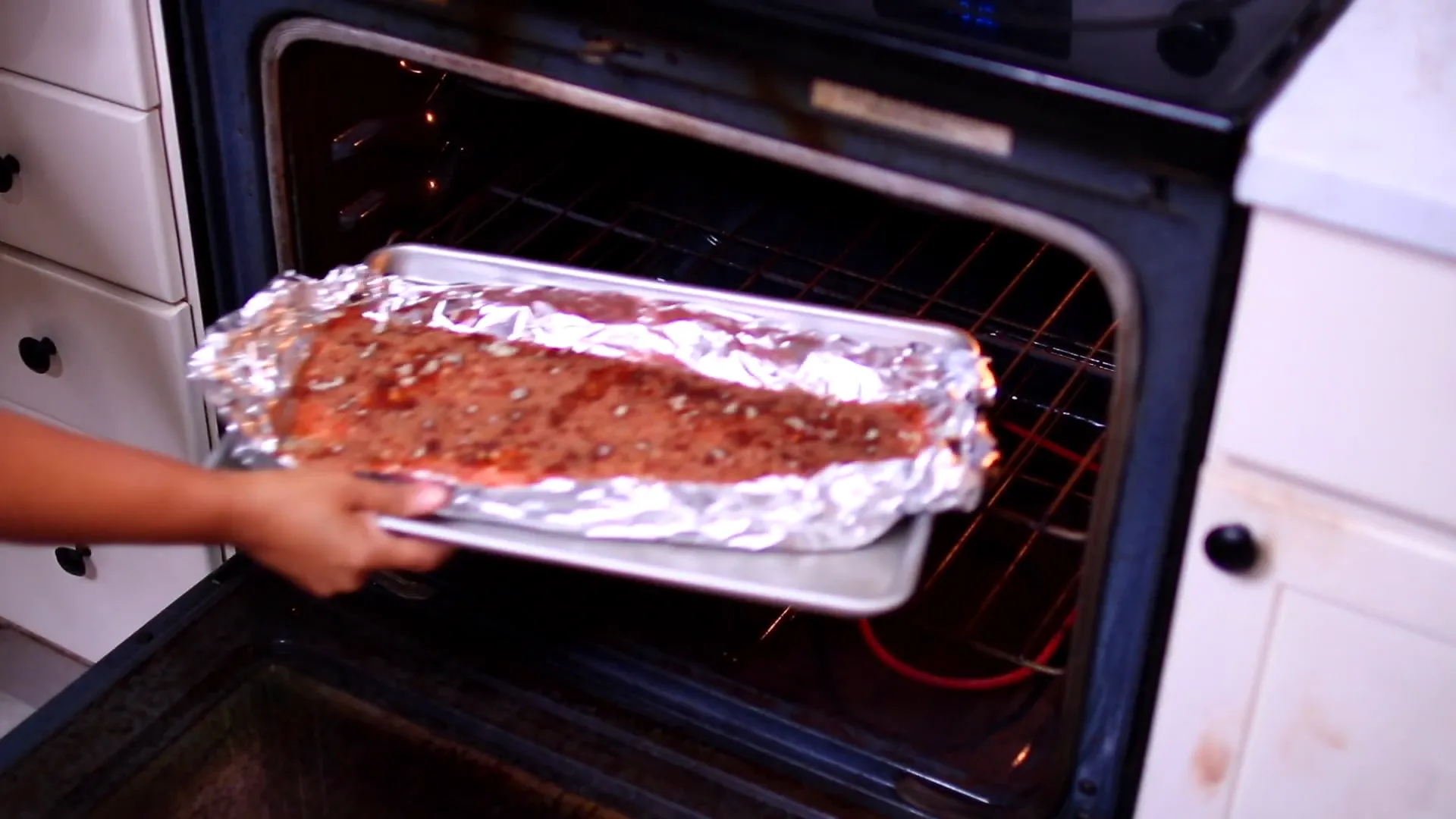 Salmon baking in the oven