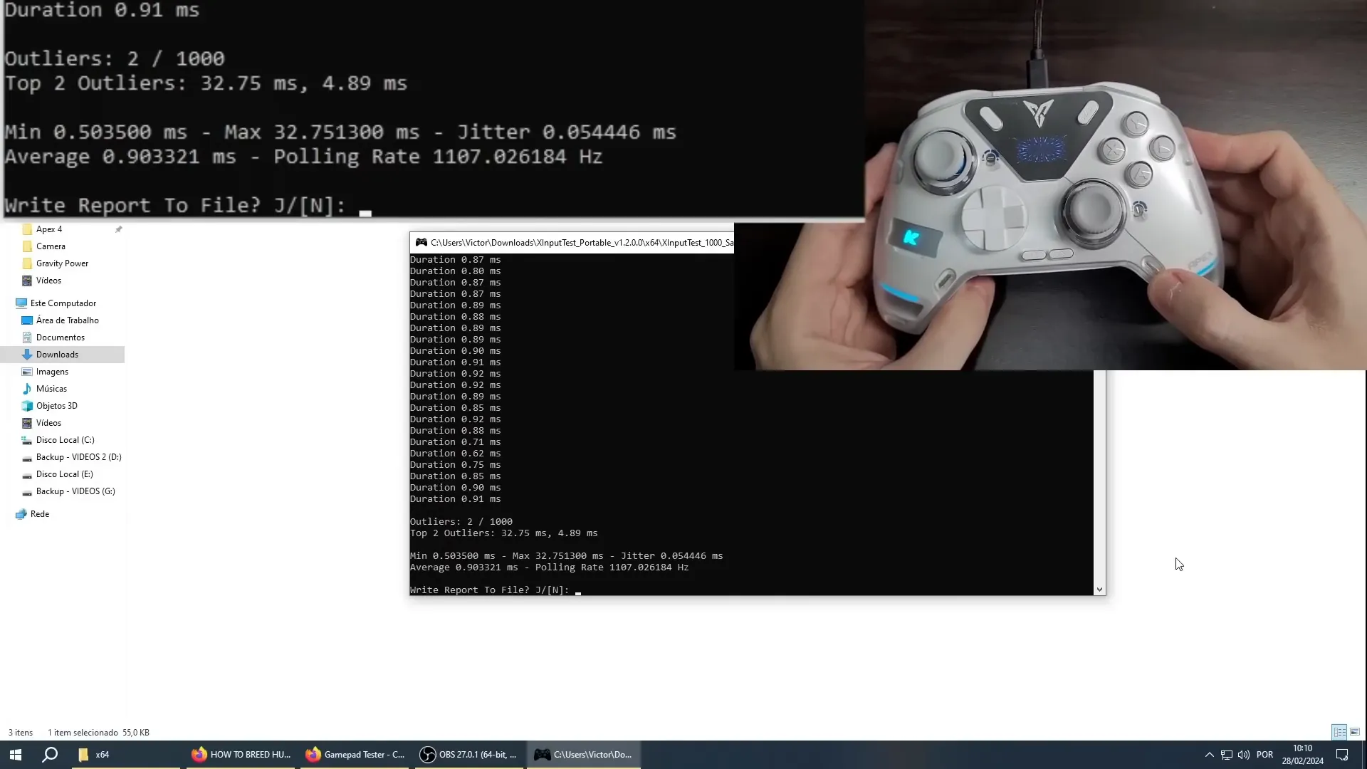 Flydigi Apex 4 polling rate test results on PC