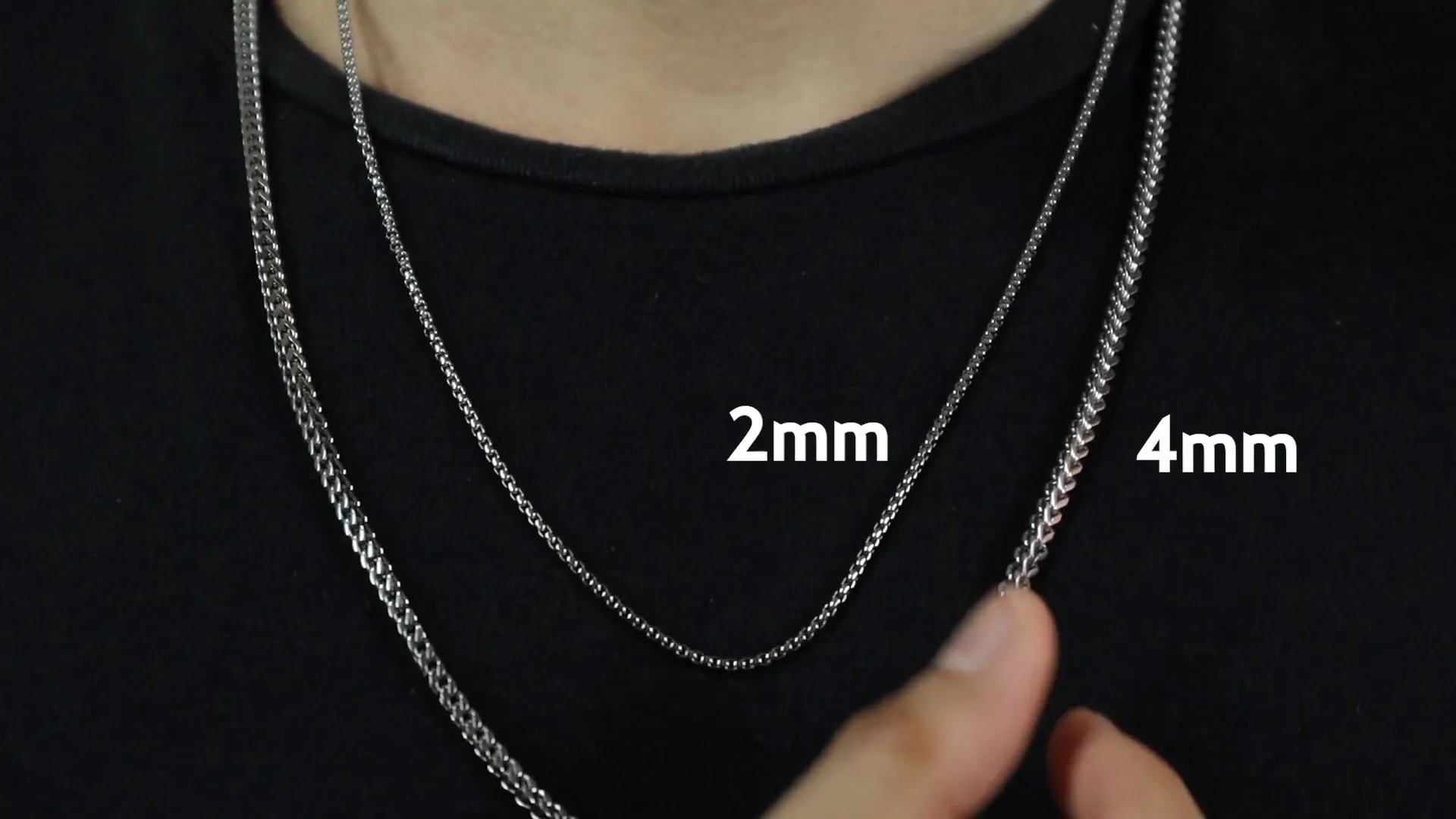Comparison of necklace thickness