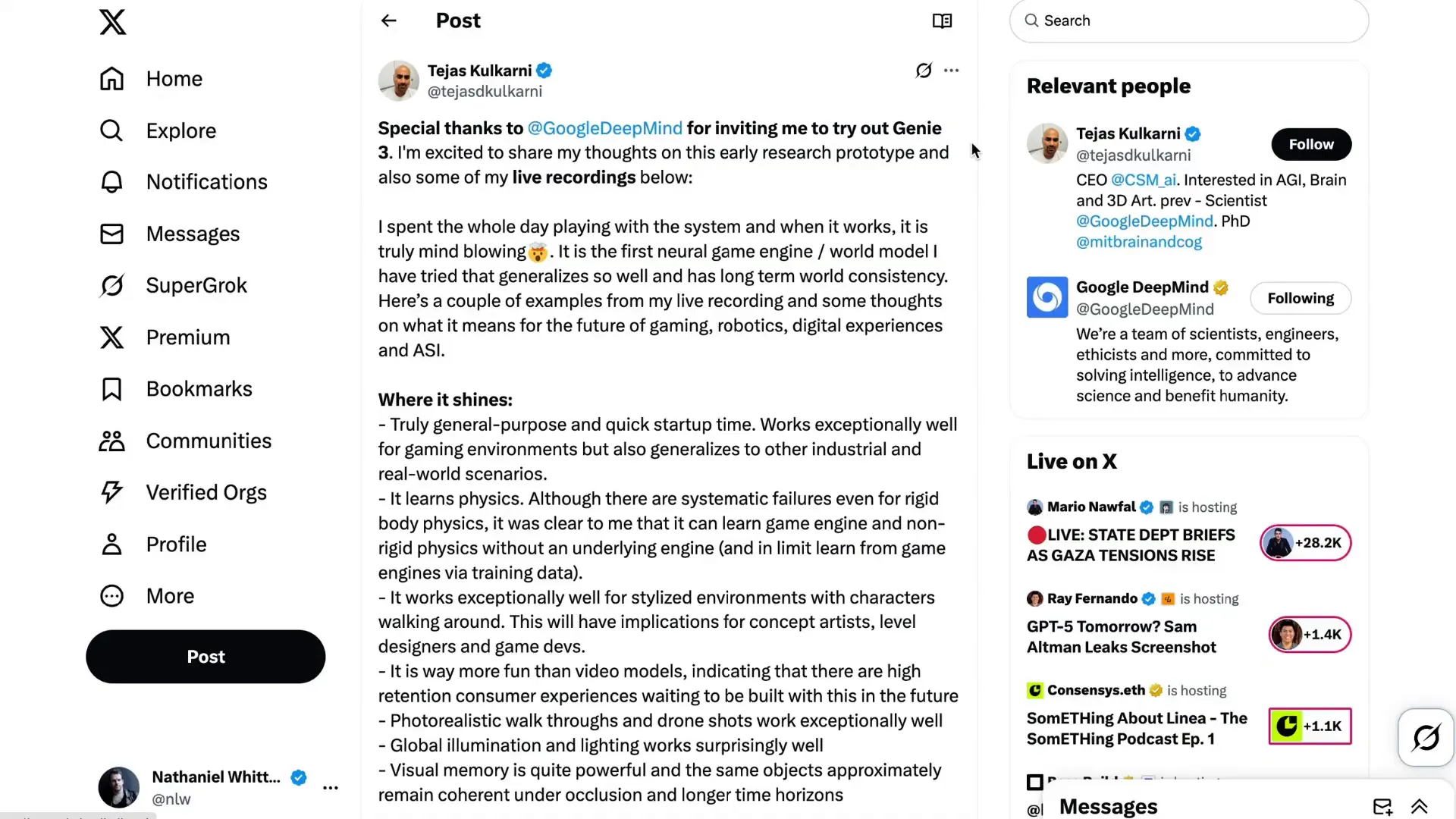 Tejas Kulkarni on Genie 3's potential