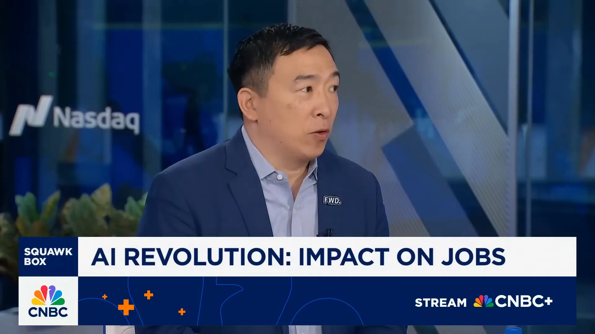 Andrew Yang discussing universal basic income and AI