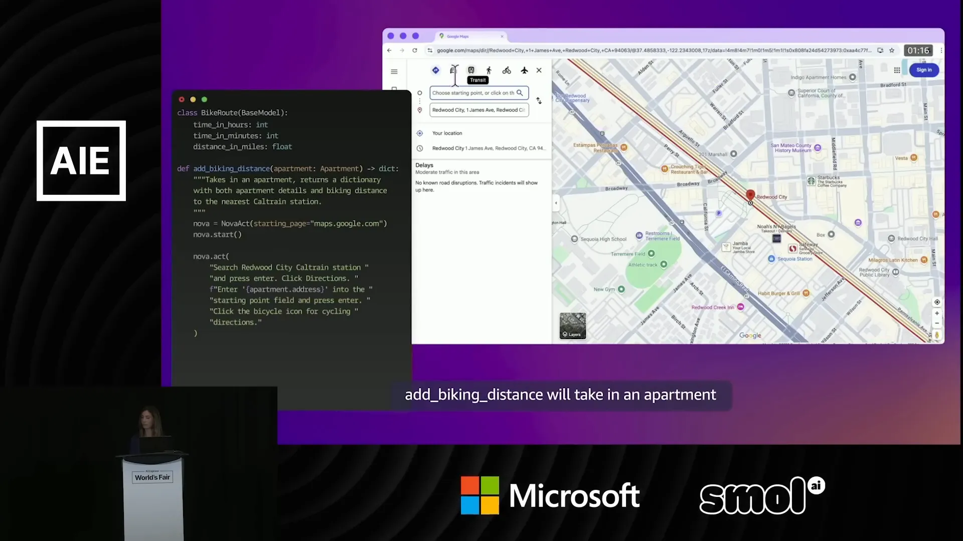 Python code extracting structured rental data and calculating biking distances