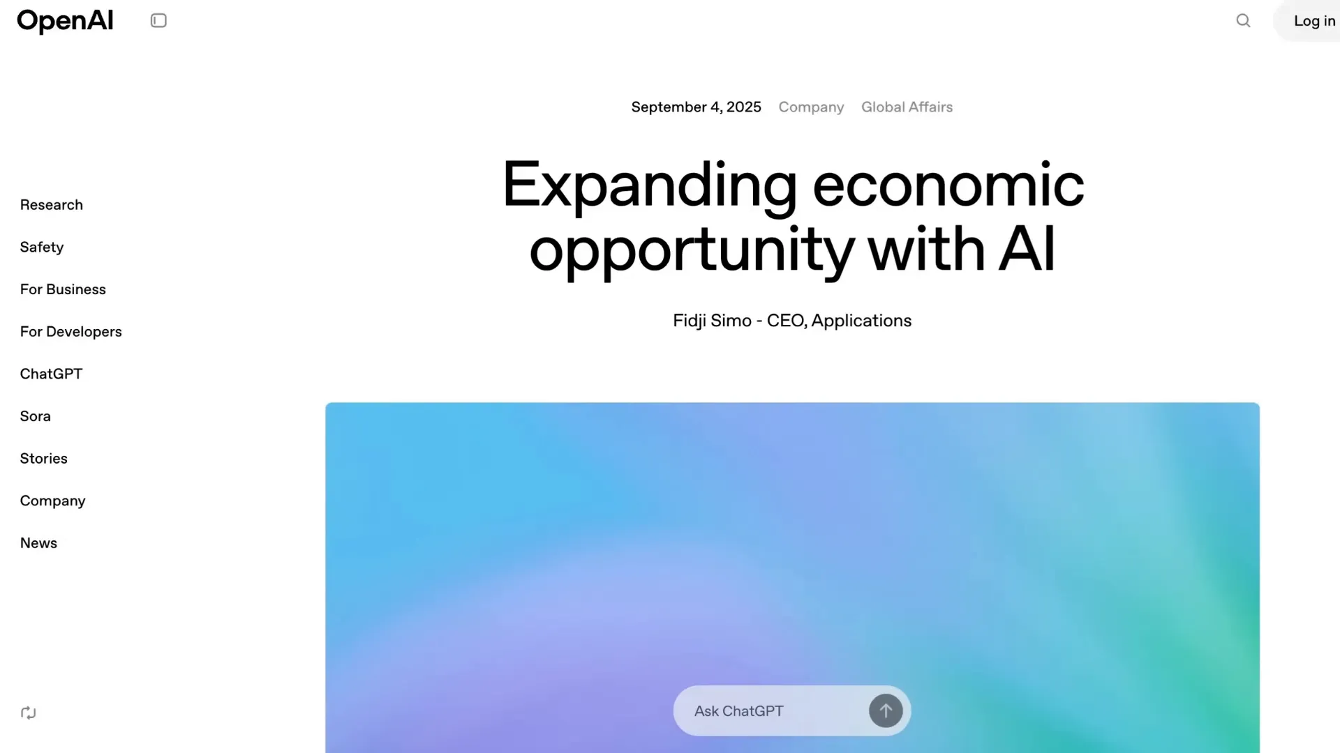 OpenAI blog post header announcing initiative