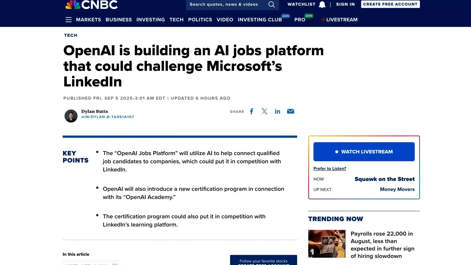Discussion referencing potential LinkedIn competition