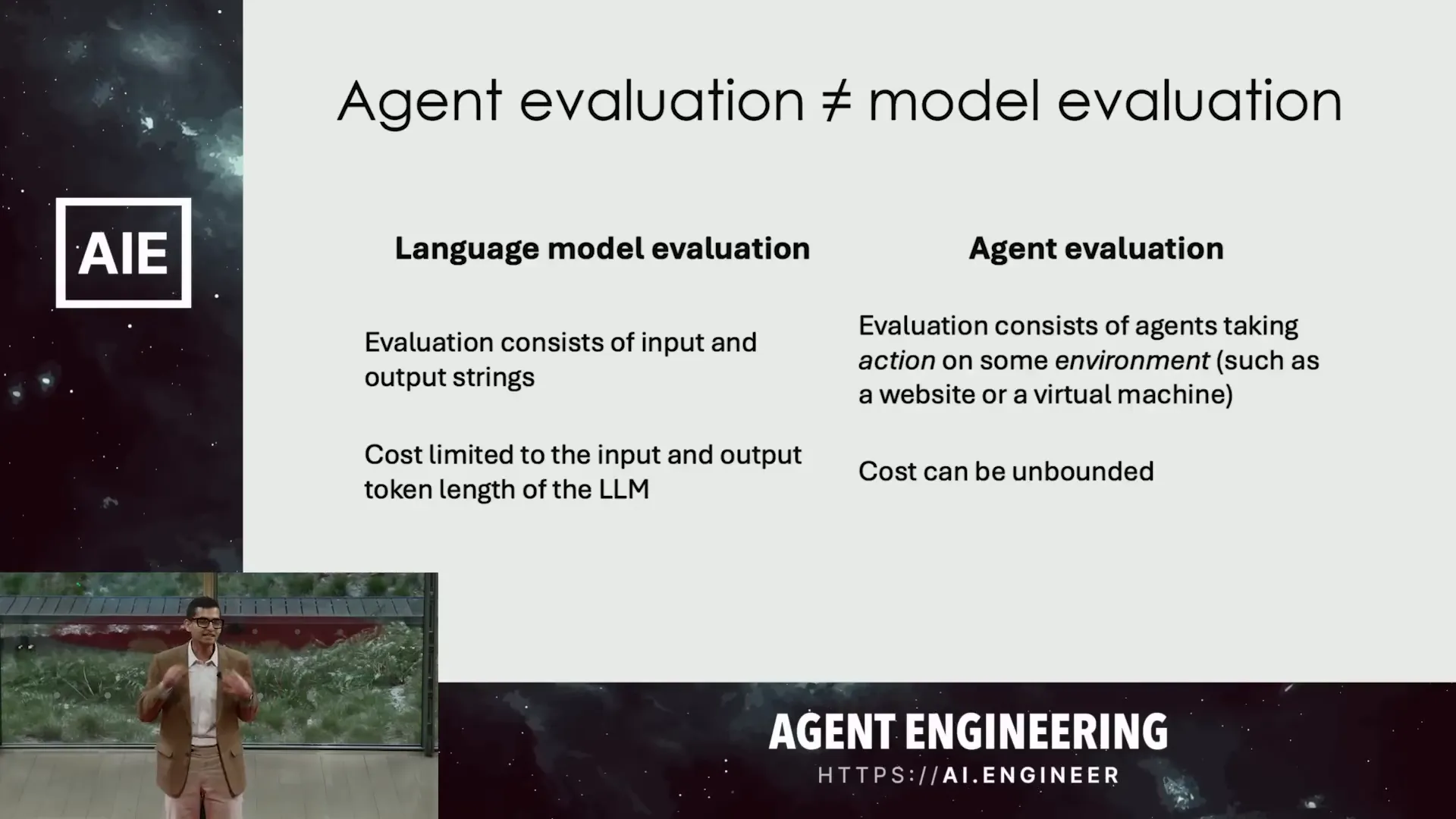 Challenges of evaluating agents interacting with dynamic environments