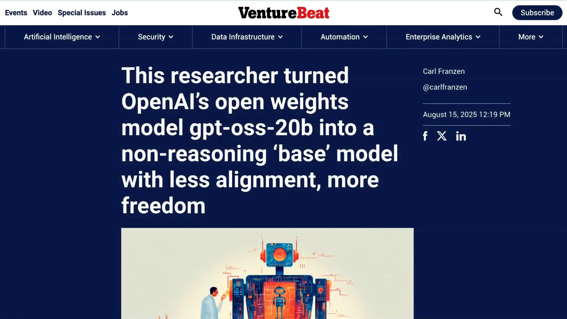 Screengrab referencing modifications to an open-source model resulting in unaligned behavior