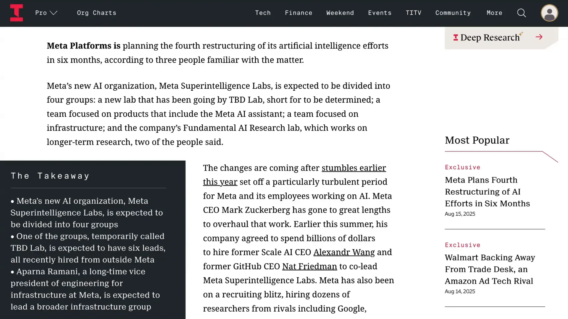 Meta superintelligence team restructuring diagram