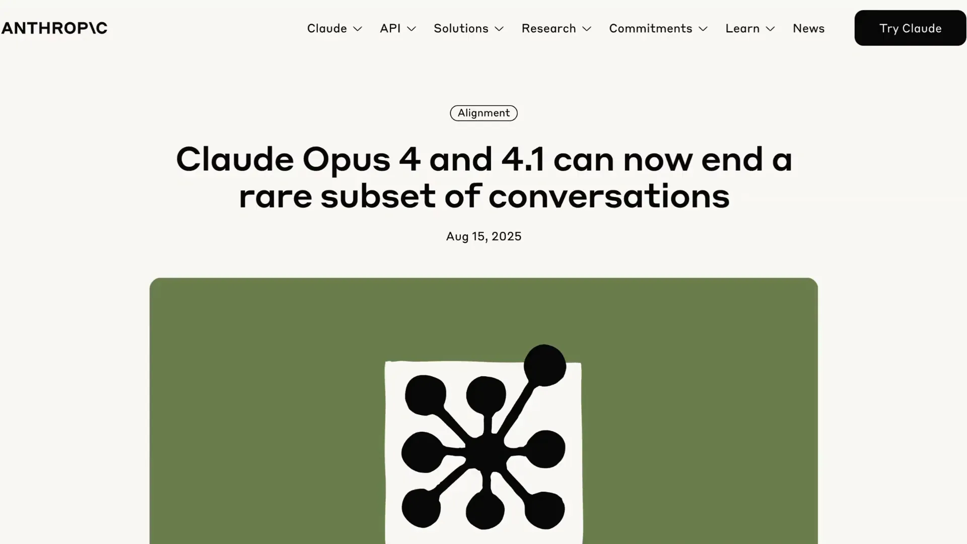 Anthropic Claude Opus chat interface showing termination option