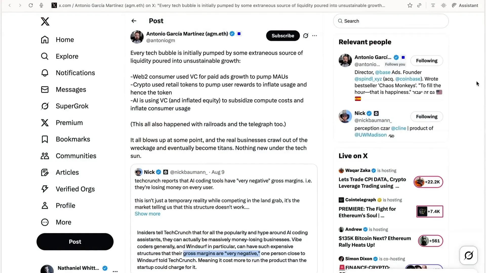 Discussion on AI bubble comparisons and market analogies