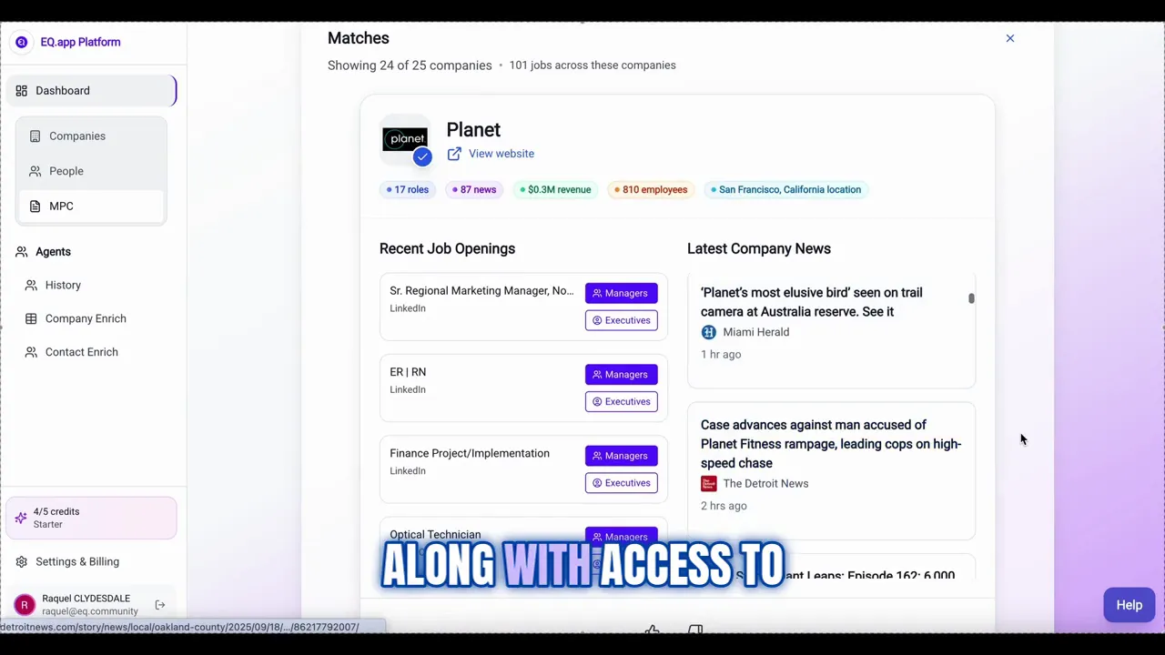 Agents comparing candidate profile with companies in the database