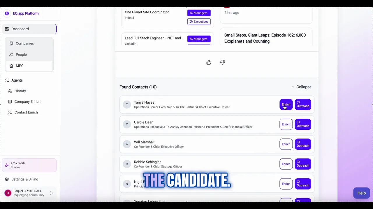 Matched organizations with access to hiring managers and executives