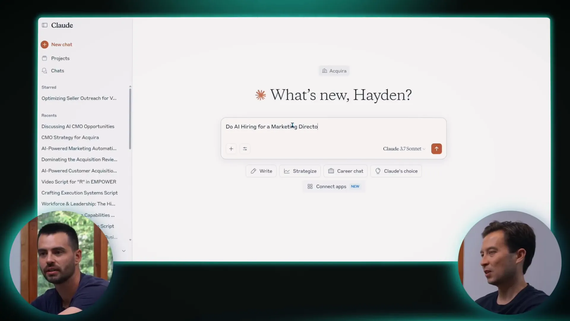 Command triggering the 'AI hiring' protocol inside the master prompt