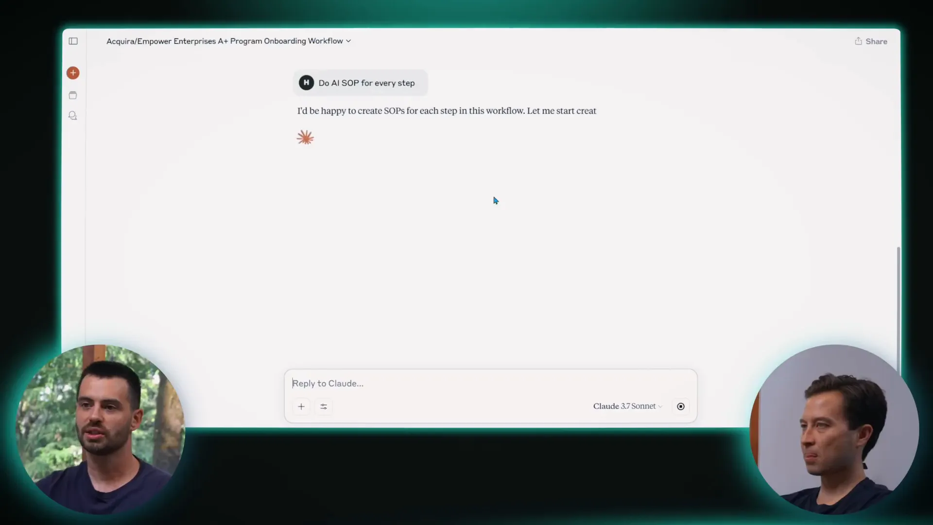Command: 'do AI SOP for every step' being used to generate step-by-step SOPs