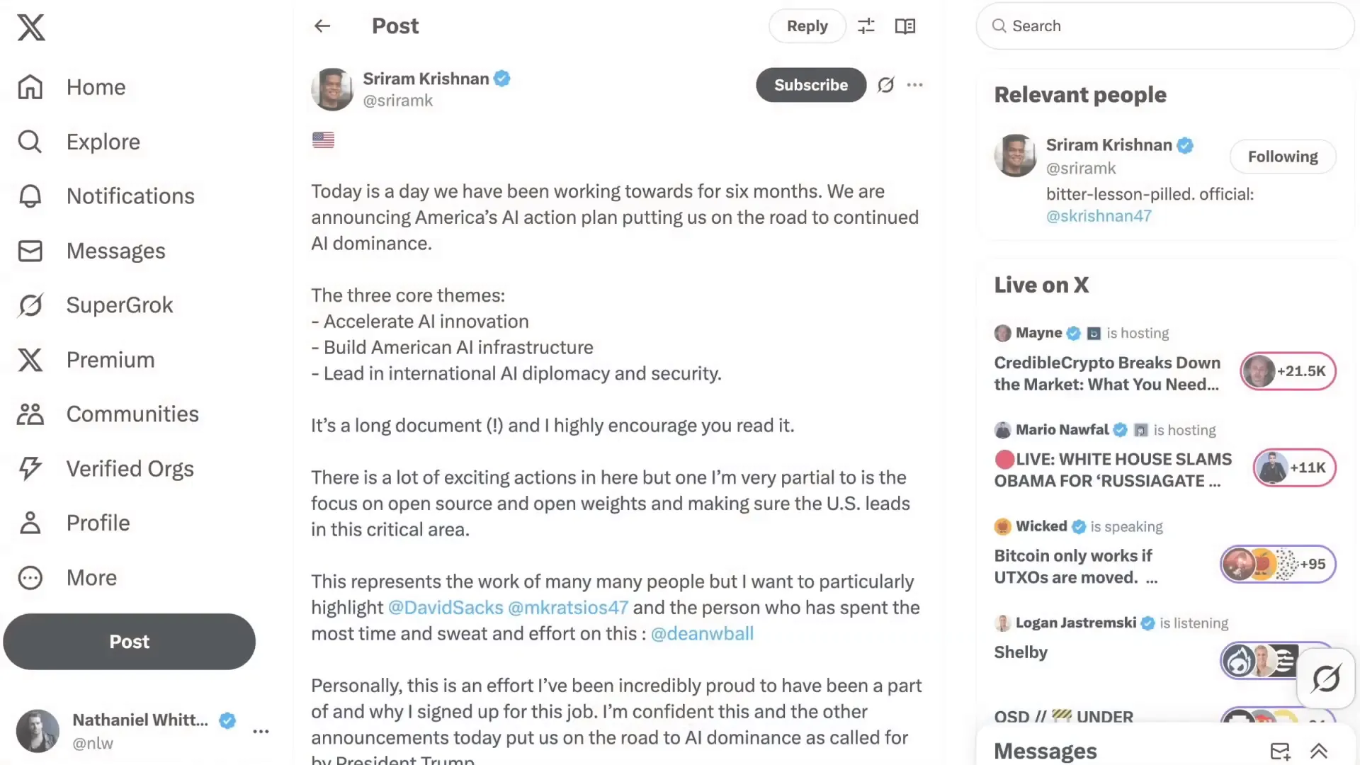 AI leadership framed as a global race