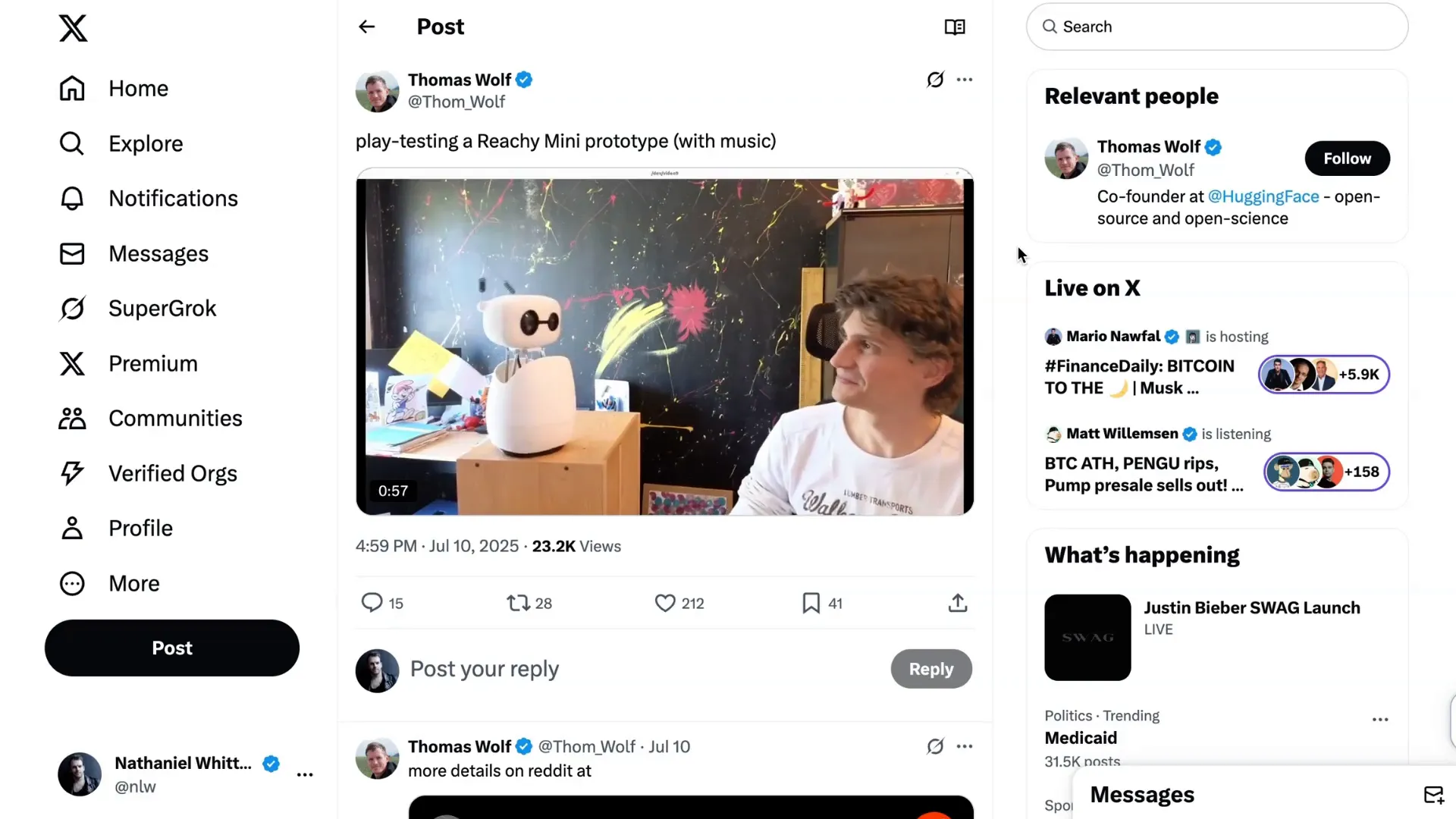 Hugging Face Reachy Mini robot desktop prototype