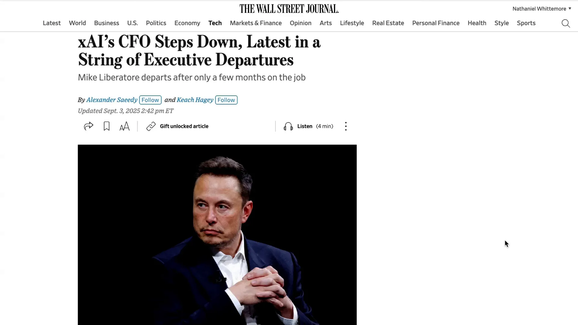 XAI CFO departure and talent churn