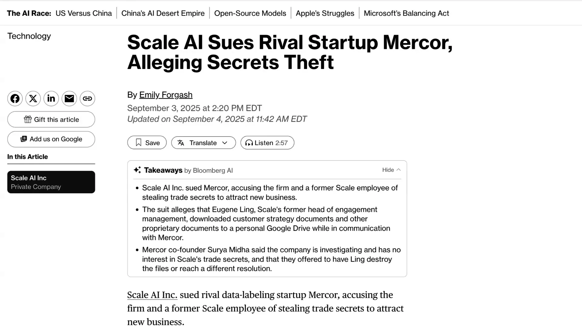 Scale sues Mercor over alleged corporate espionage