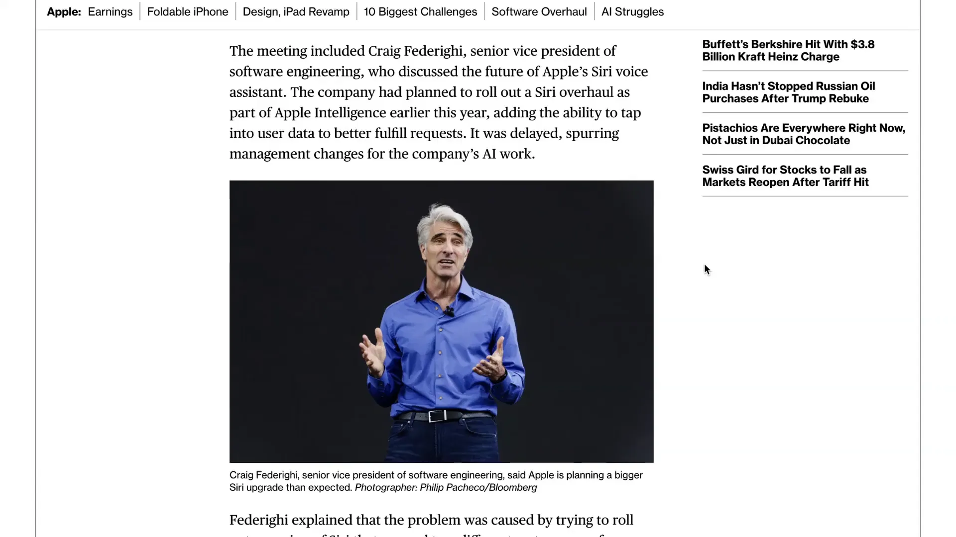 Craig Federighi discussing Siri's AI overhaul