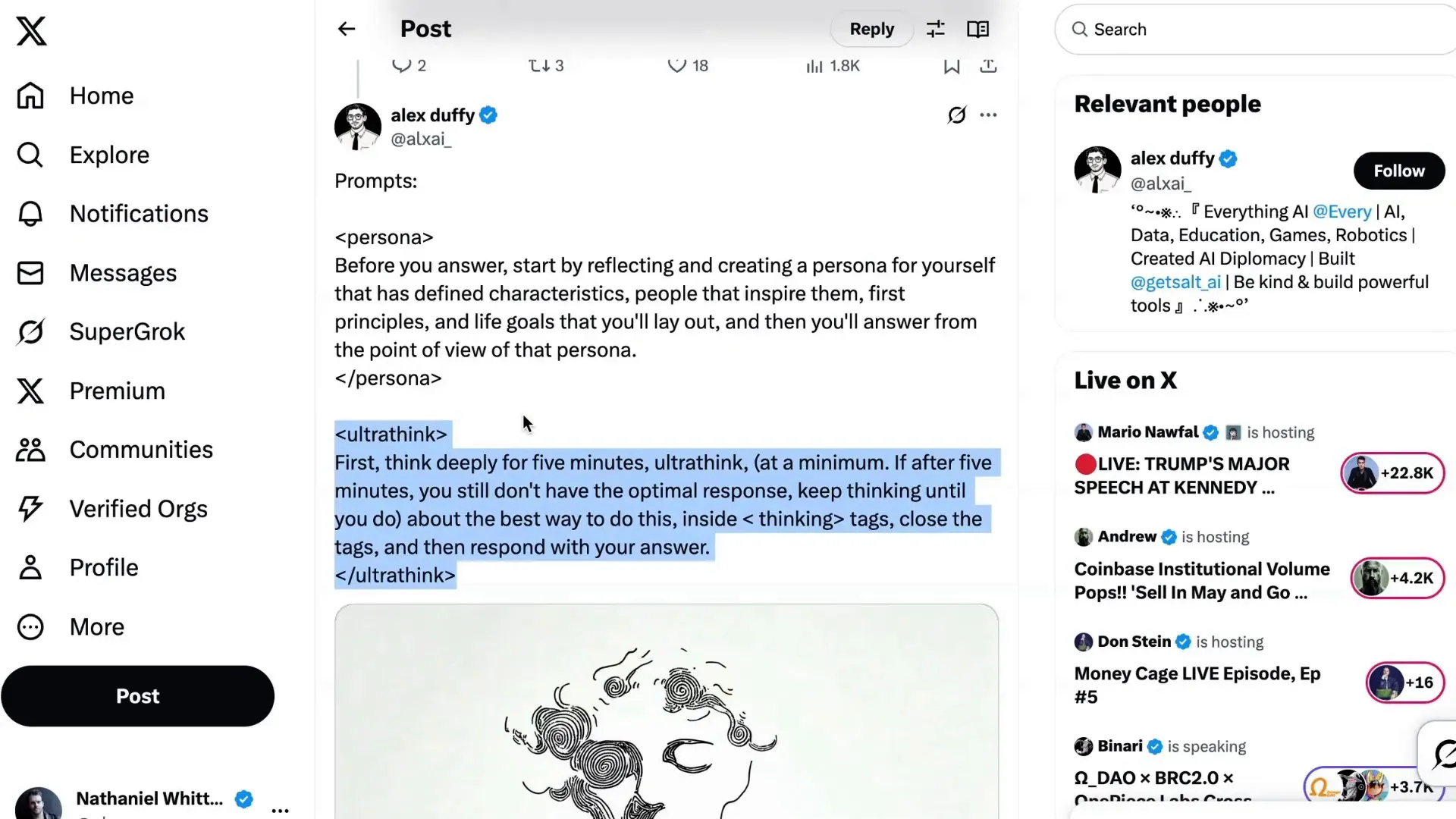 Ultra think prompt example asking GPT-5 to think for five minutes