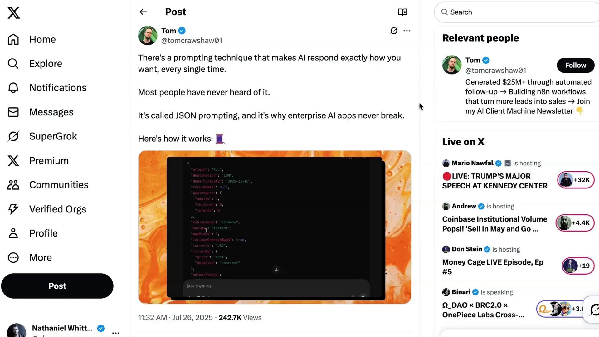 Discussion of JSON prompting trend