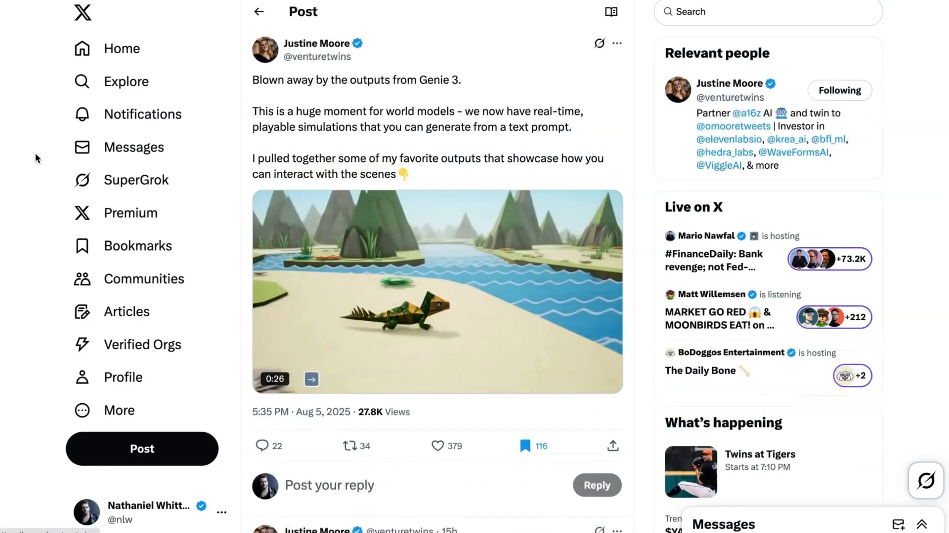 Google DeepMind's Genie 3 model generating interactive worlds