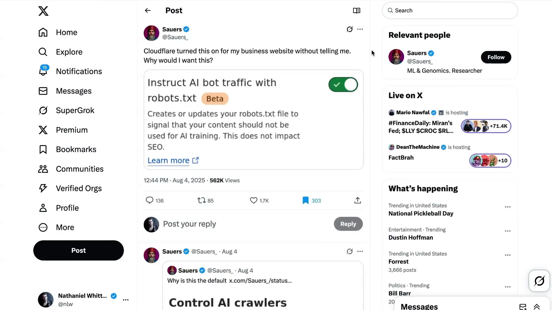 Cloudflare's AI bot settings controversy