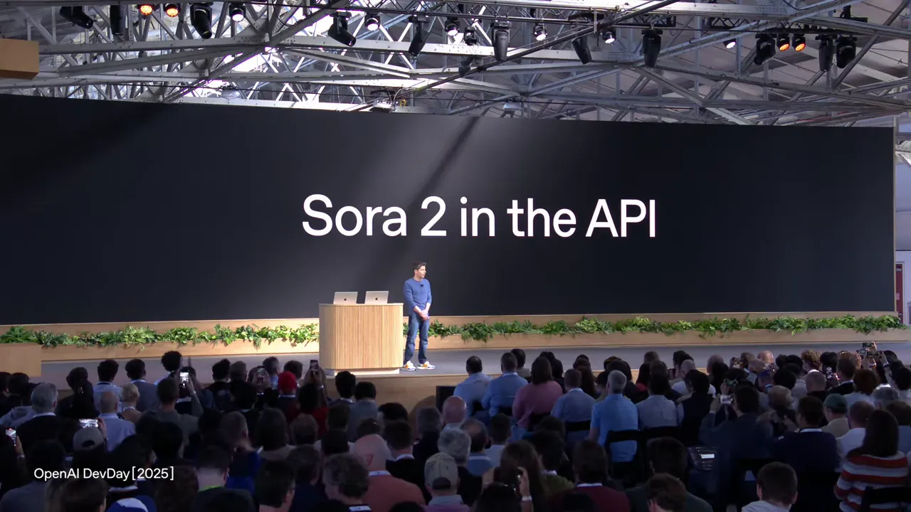 Sora 2 preview in the API, showing controllable video generation with synchronized sound