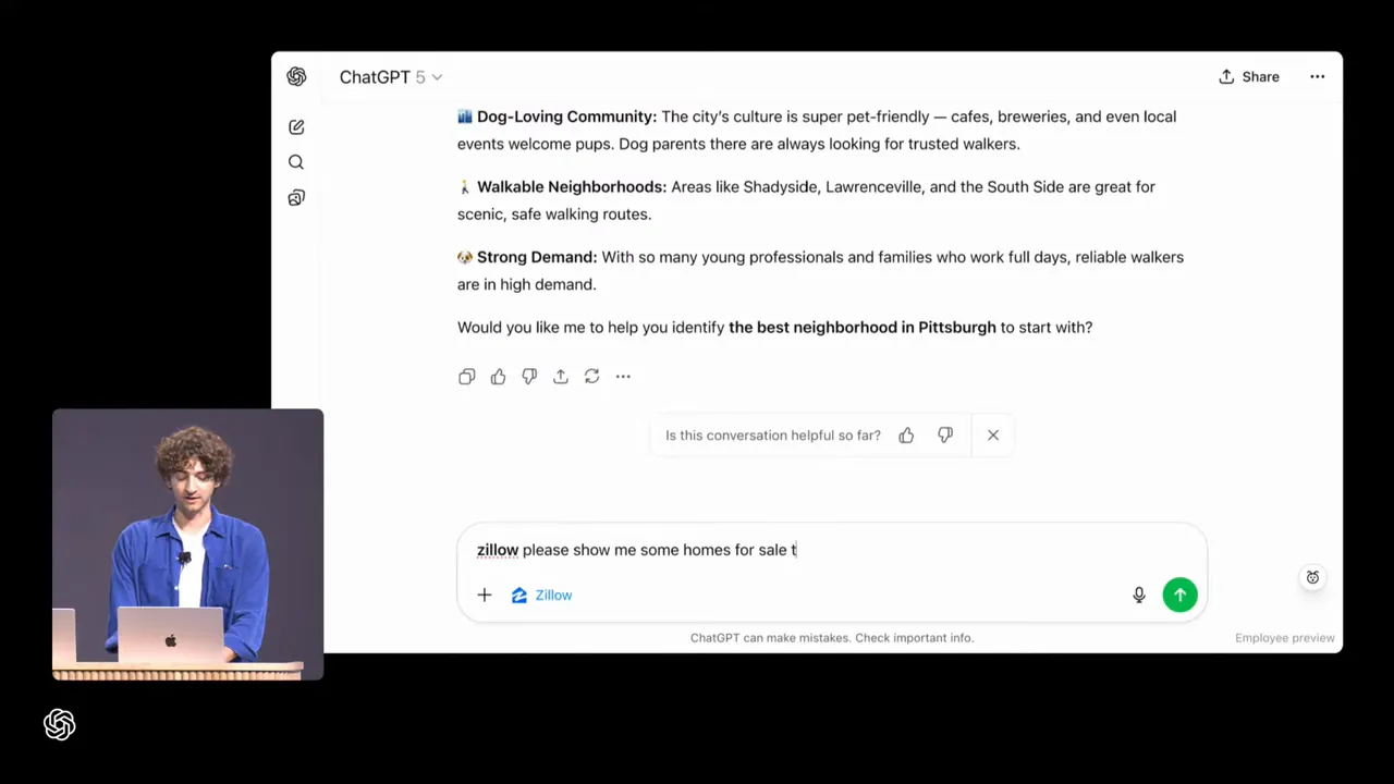 Zillow interactive map embedded in ChatGPT and filtering via conversation
