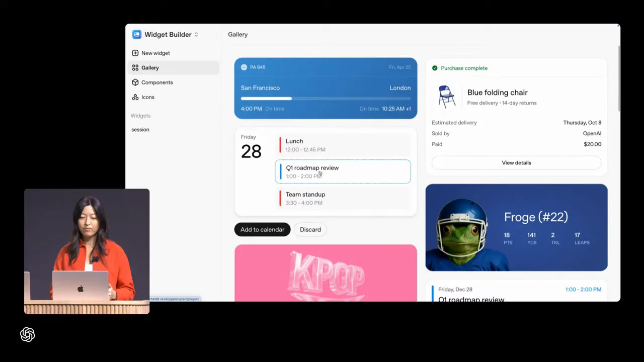Widget builder and downloading a session widget for Fro