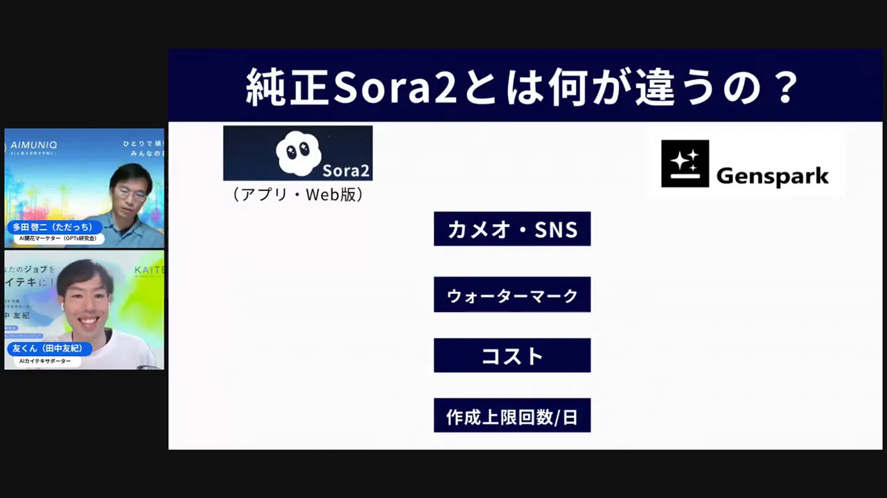 Genspark版と公式版の比較イメージ（左が公式、右がGenspark）