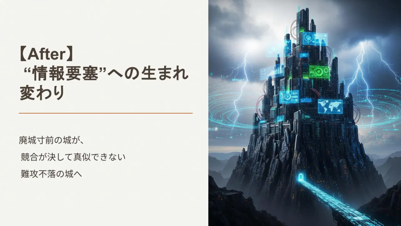 【After】“情報要塞”への生まれ変わり スライドと要塞イラスト