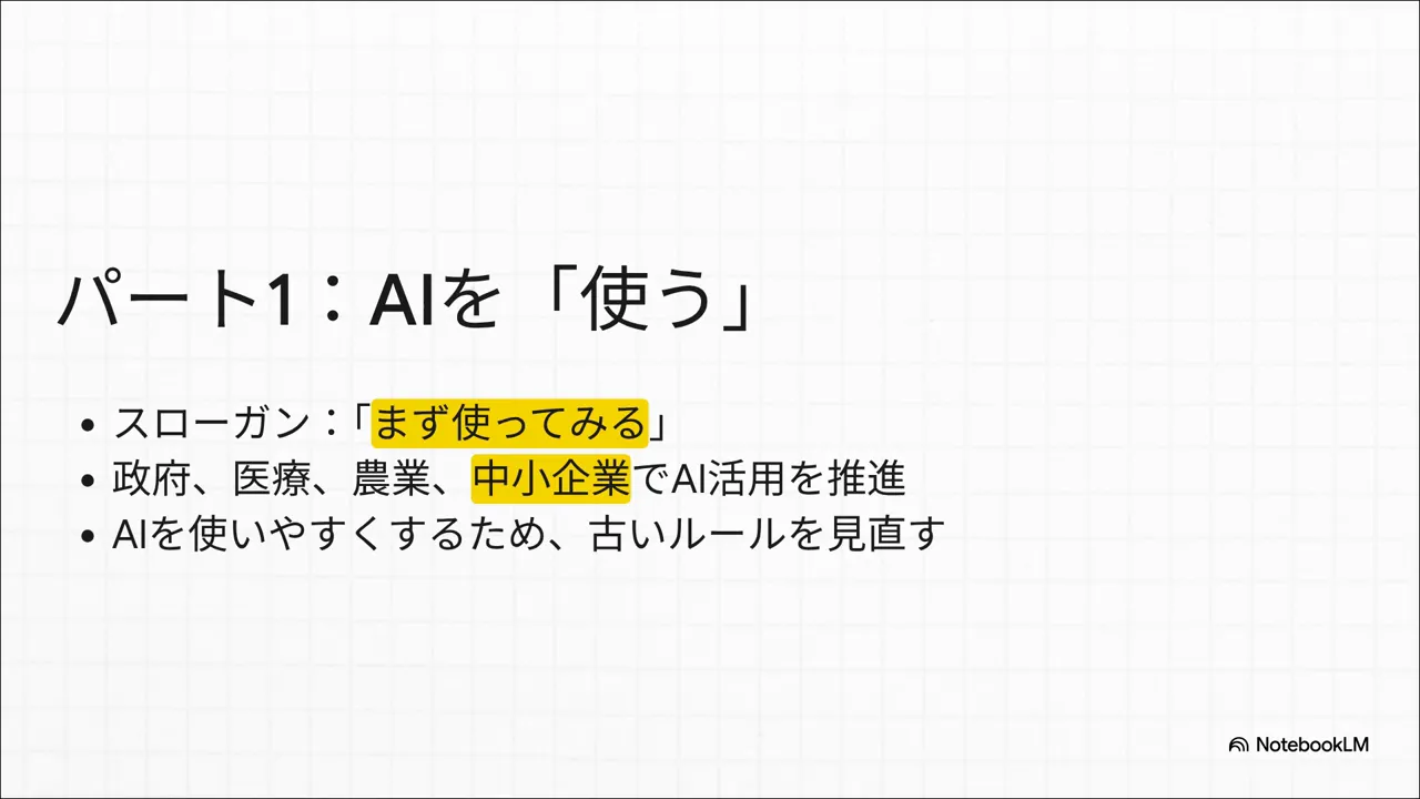 現場でAIをまず使ってみることの重要性（参照タイムスタンプ 03:04）
