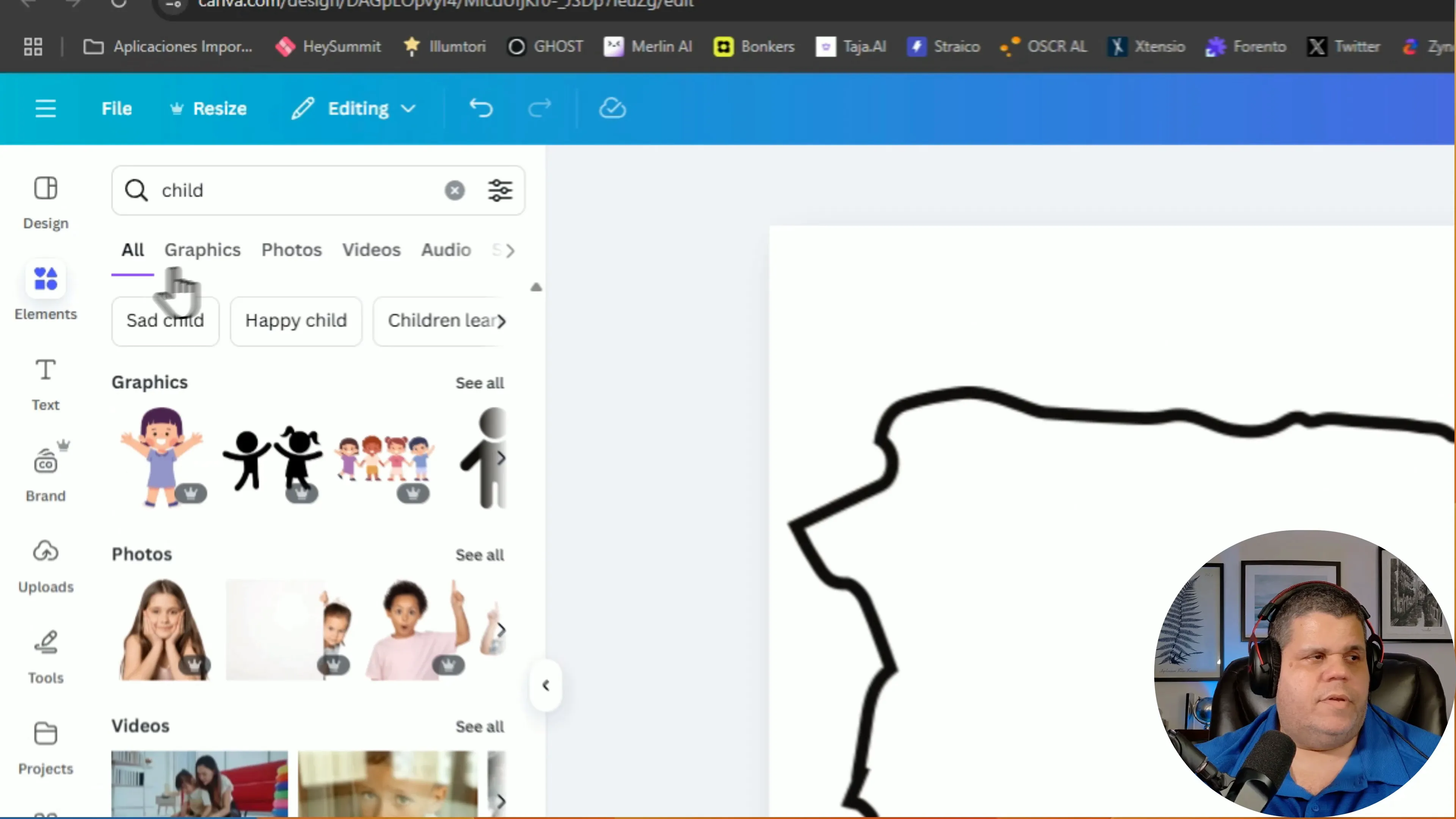 Selección de íconos de niños en Canva