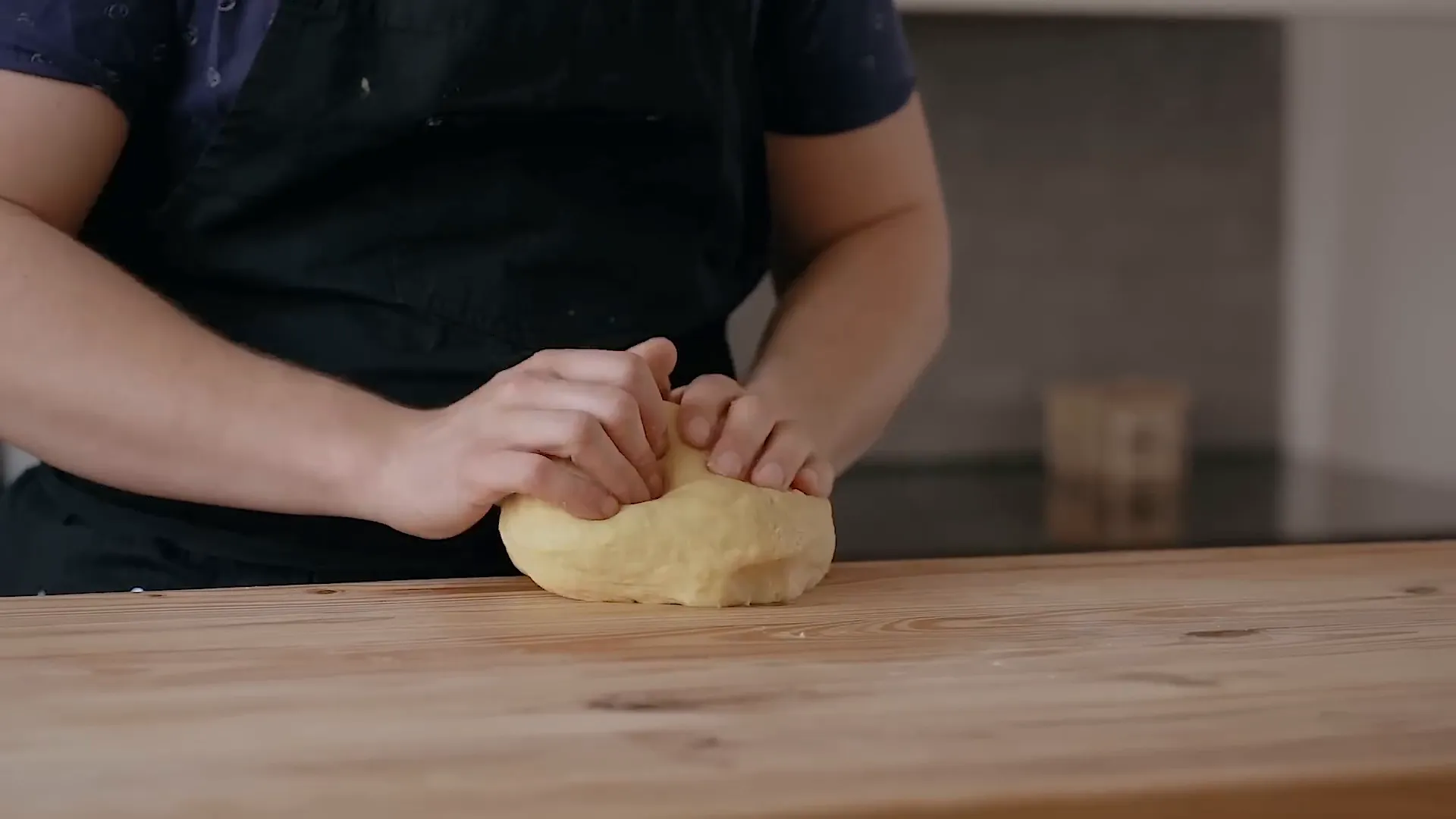 Kneading the dough by hand.